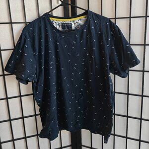 Denim & Flower Ricky Singh Mens Bird Print T-Shirt Size XL Navy Nautical Coastal